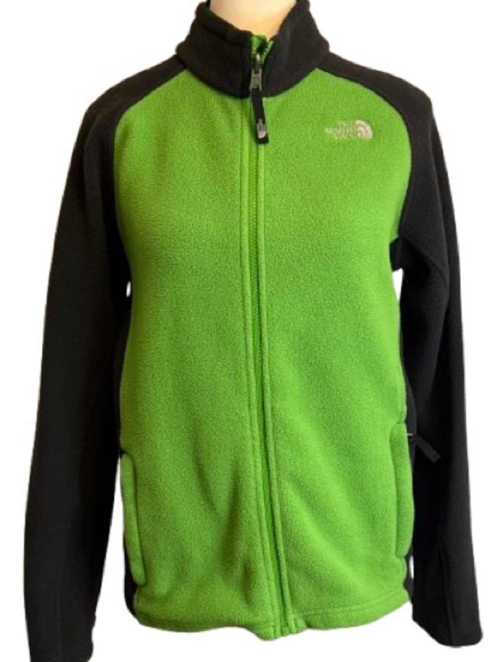 Boys The North Face Green Black Fleece Jacket Full Zip Youth LG 14/16 Outdoor - Picture 2 of 6